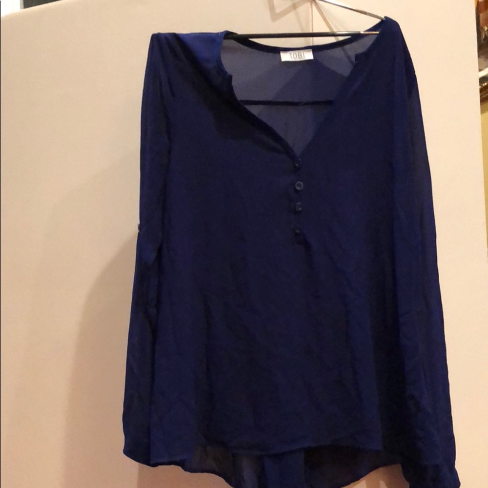 Tobi long sleeve blue top